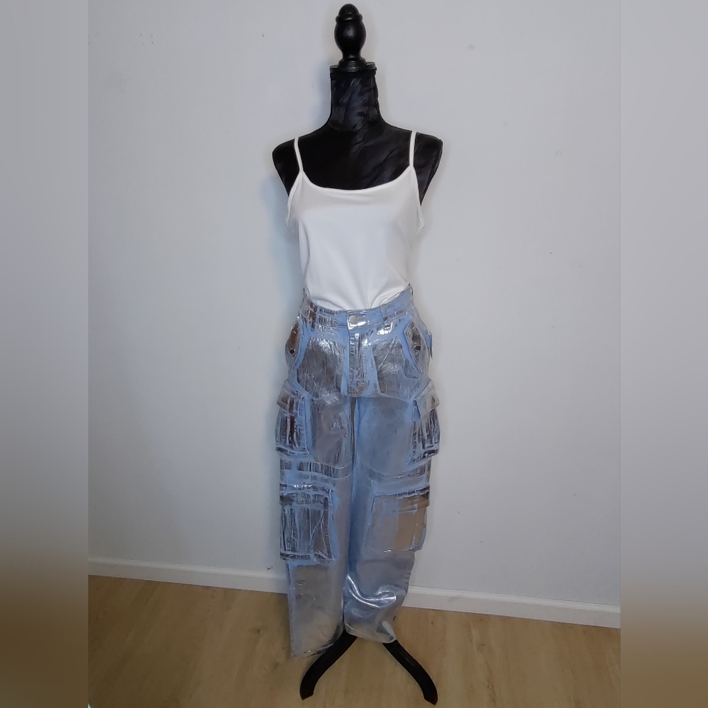 Daisy Metallic Silver Women's Straight Leg Jeans